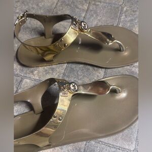 Michael Kors Metallic Gold and Brown Sandals